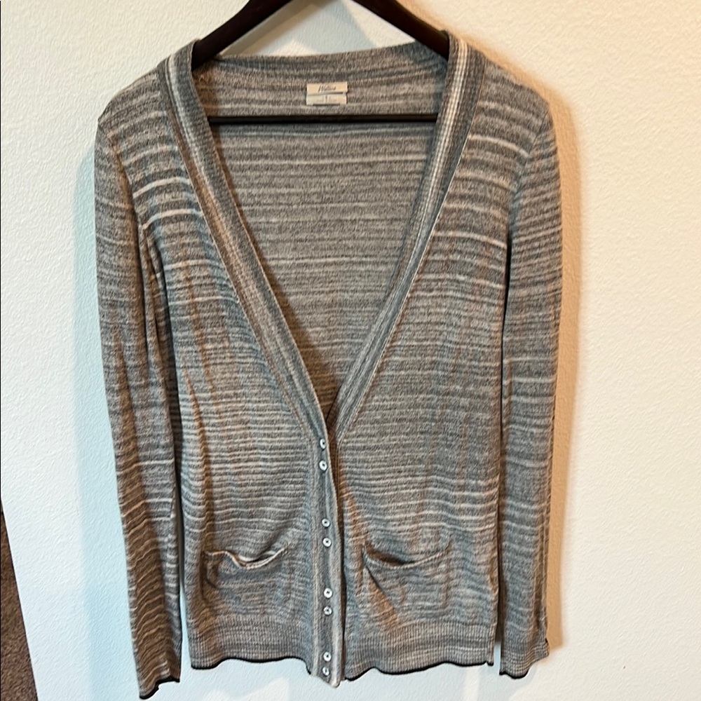 Madewell Wallace Gray Cardigan Sweater V-Neck Knit